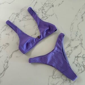 Rip Curl Premium Surf Bralette & Skimpy Bikini Bottoms - Purple - Size XXS
